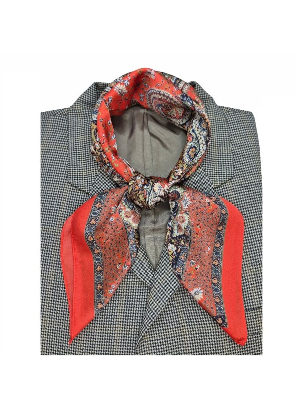 ✨Elegant Luxury Silky Square Scarf Satin Floral Print Red Orange Bandana Shawl